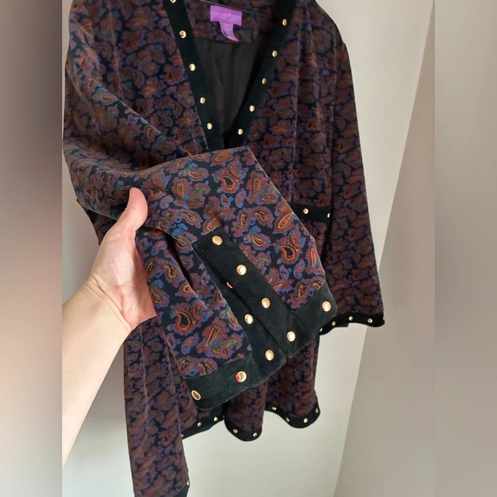 Vintage Velvet Suzanne Somers Paisley Studded Jacket Cropped Jacket duo Size 20W